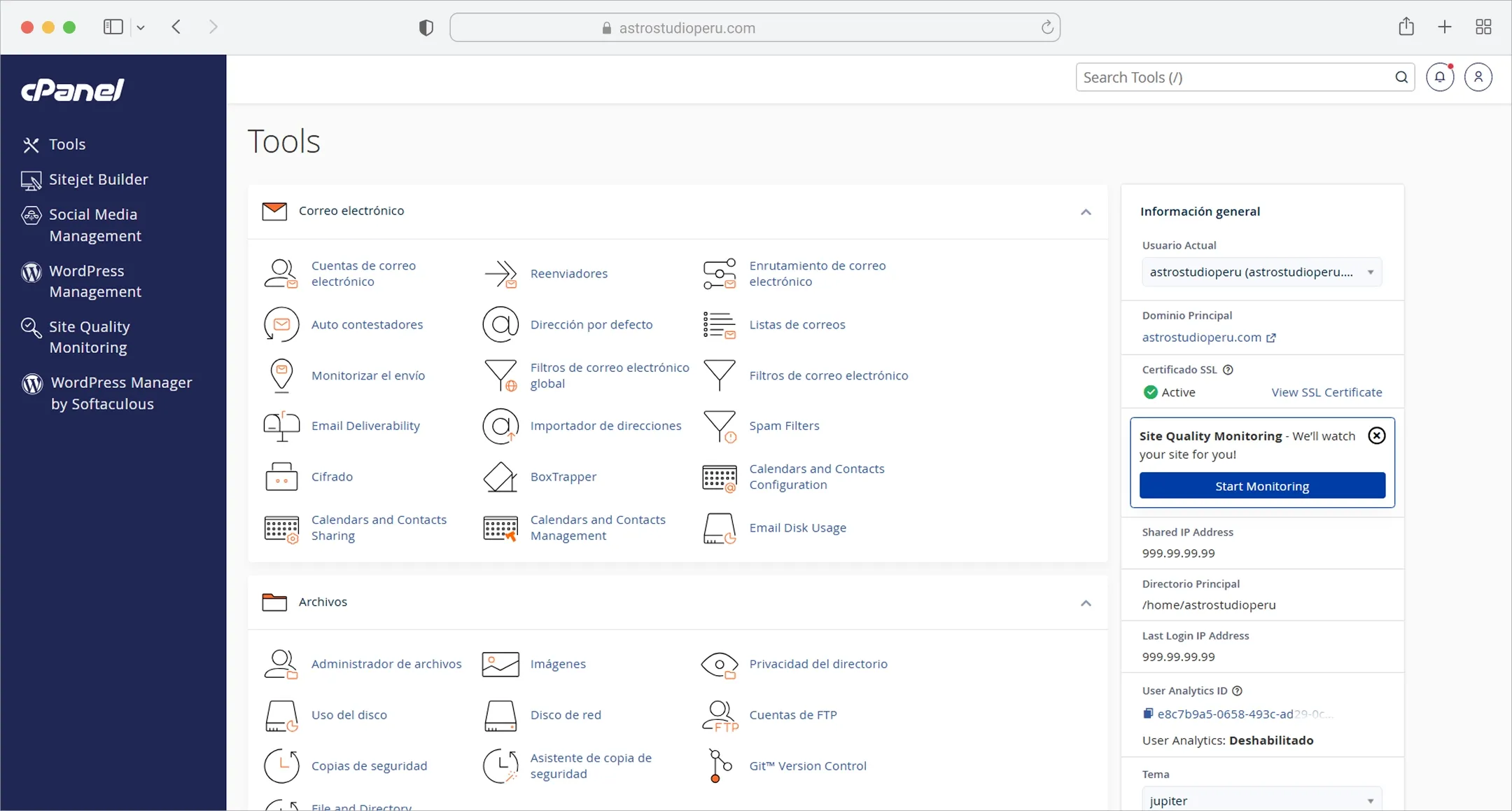 cPanel Dashboard
